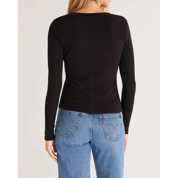 NEW Z SUPPLY sirena rib long sleeve tee in black - Picture 2 of 3